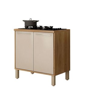 Balcao Para Cooktop 80 Cm Paris 4 Bocas - Sallêto Cor:carvalho/off White