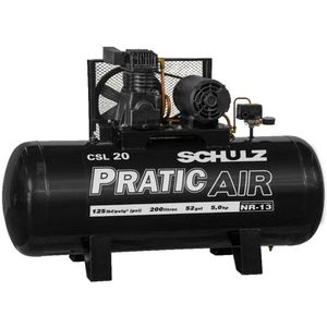 Compressor Schulz Csl 20 Pratic Air 200 Litros 125 Libras 5 Cv Trifásico