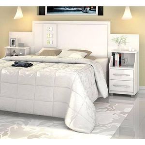 Cabeceira Com Mesa De Cabeceira Expansível Flórida Branco - Vitamov 0548510
