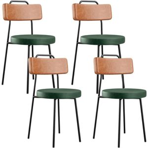 Kit 04 Cadeiras Decorativas Estofada Sala Jantar Barcelona L02 Couríssimo Camel Facto Verde - Lyam