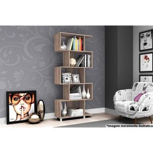 Estante De Livros Esm209 C/ 5 Nichos Rustico - Movelbento