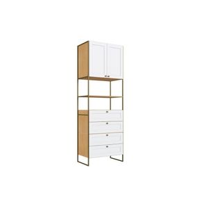Armário Aéreo P/ Cozinha Estante Infinity 2 Portas E 4 Gavetas 82cm Savana/branco - Genialflex