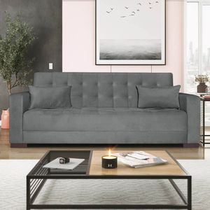 Sofá Cama 3 Lugares Suede Ipanema Cinza