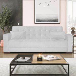 Sofá Cama 3 Lugares Suede Ipanema Branco