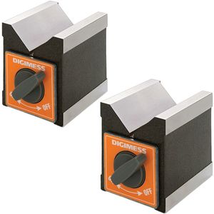 Bloco Em V Magnético - Dimensões 70x60x72mm - Tipo Em Par - Capacidade ø10-50mm - Força Magnética 50kgf - Cód. 310.103
