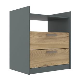 Mesa Cabeceira Mdf 2 Gavetas Veneto Cinza/Olmo Italiano