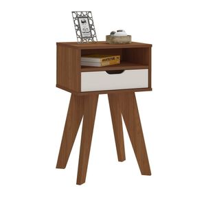 Mesa De Apoio 1 Gaveta E Nicho Vip Artely Cedro/Off White