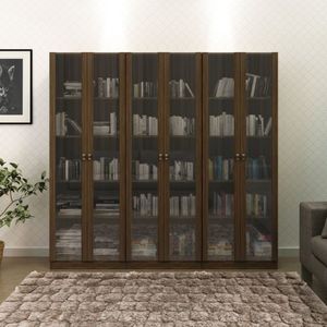 Kit 3 Armários Para Escritório 2 Portas De Vidro Me4115 Espresso Móveis Nogal