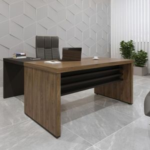 Mesa De Escritório Em L Elegante Artany Charuto/Preto