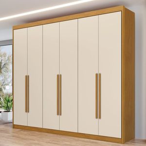 Guarda Roupa Casal 6 Portas 8 Gavetas Bergamo Cinamomo/off White