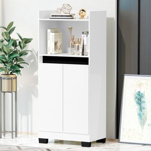 Balcão Para Cozinha 2 Portas 1 Nicho Jet Luxo Branco/Preto