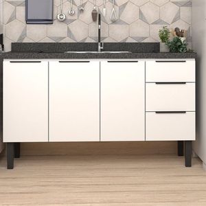 Balcão De Cozinha 3 Portas 3 Gavetas Júpiter Branco