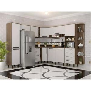 Cozinha Compacta 12 Peças 10 Portas 8 Gavetas Evolution Plus Tannat/branco