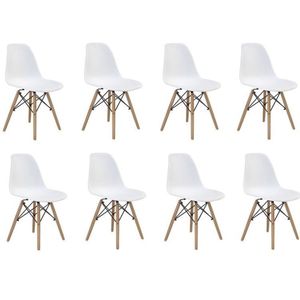 Conjunto 8 Cadeiras Eiffel Pp Base Madeira Branco