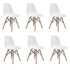 Conjunto 6 Cadeiras Eiffel Pp Base Madeira Branco