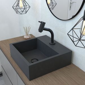Cuba Para Banheiro Com Apoio Para Torneira Onix Newstone Venturi Preto Fosco