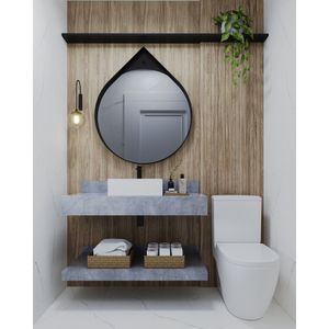 Prateleira Em Porcelanato Para Banheiro 100Cm Darabas Agardi Grafite