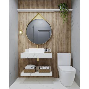 Prateleira Em Porcelanato Para Banheiro 80Cm Darabas Agardi Branco