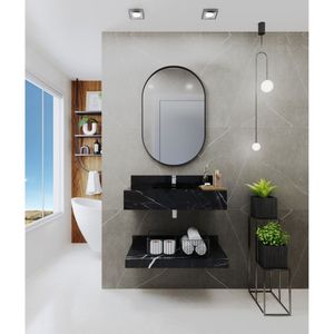 Bancada Em Porcelanato Para Banheiro 80Cm Com Cuba Darabas Agardi Preto