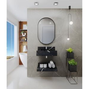 Bancada Em Porcelanato Para Banheiro 60Cm Com Cuba Darabas Agardi Preto
