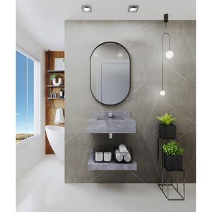 Bancada Em Porcelanato Para Banheiro 60Cm Com Cuba Darabas Agardi Grafite