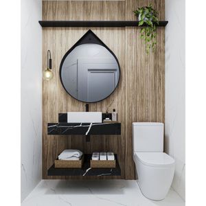 Bancada Em Porcelanato 80Cm Sem Cuba Darabas Agardi Preto