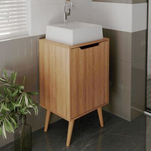 Gabinete Para Banheiro 1 Porta Bn3641 Amendoa