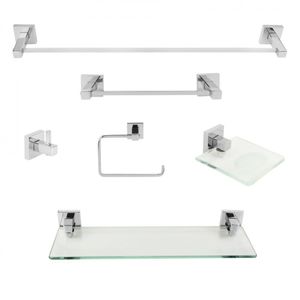 Kit Acessórios Para Banheiro 6 Peças Inox Square Ducon Metais Comado