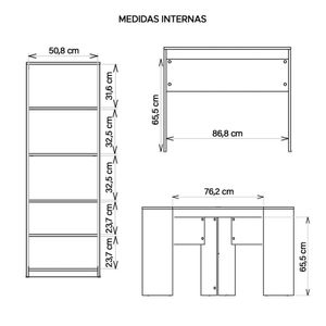 Kit Conjunto Escritório Armário Mesas Recta Marrom Caemmun