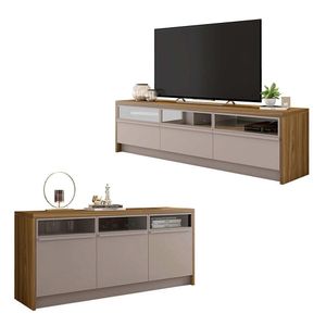 Conjunto Sala De Estar Rack Bancada Buffet Caemmun