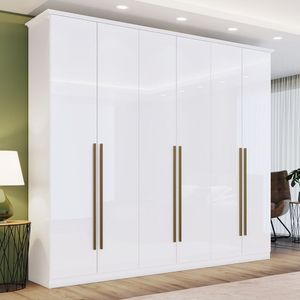 Guarda Roupa Casal 6 Portas 3 Gavetas Órion Casa 812 Branco