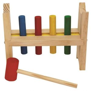 Bate Pinos Base Com 4 Pinos Coloridos + Martelo Fundamental