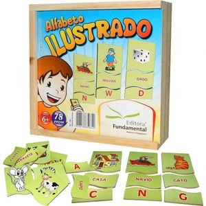 Alfabeto Ilustrado 78 Peças Em Mdf - Fundamental