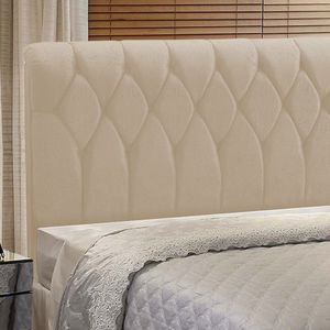 Cabeceira Miami Cama Box Solteiro 100 Cm Suede Bege Amassado