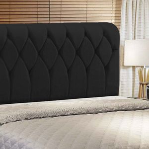 Cabeceira Miami Cama Box Solteiro 90 Cm Suede Preto Amassado
