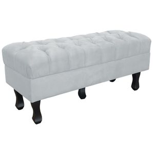 Puff Retro Luis Xv Capitonê 1 Metro Suede Cinza D´rossi