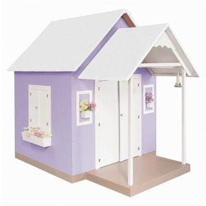 Casinha de Brinquedo Com Telhado Branco e lilás