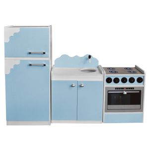 Kit Cozinha Infantil 03 Peças Azul Bebê/Branco Criança Feliz