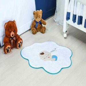 Tapete Premium Baby Bebê Nuvem 76cm x 62cm Azul Turquesa