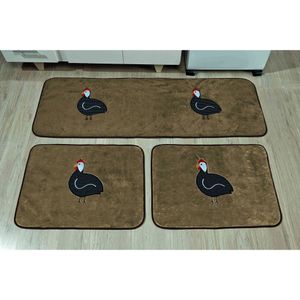 Kit Tapetes de Cozinha Premium Angola Marrom Guga Tapetes