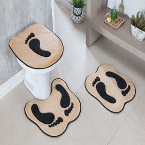 Kit 3 Peças Tapete Banheiro Premium Pegada Bege Guga Tapetes