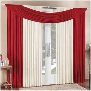 Cortina Alana Malha 4,00x2,50M Varão Simples Vermelho Palha
