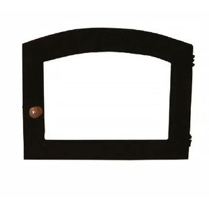 Porta Forno Ferro Fundido Vidro Batoque Madeira 53x41cm