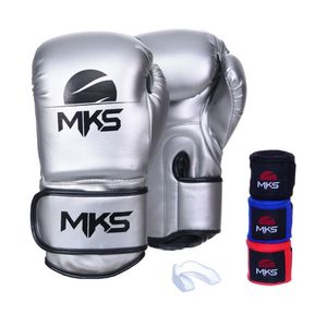 Kit Luva Boxe Energy 3 Bandagens e Bucal 14 Oz Mks Combat