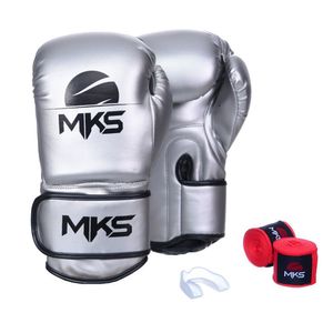 Kit Luva Boxe Energy com Bandagem e Bucal 10 Oz Mks Combat