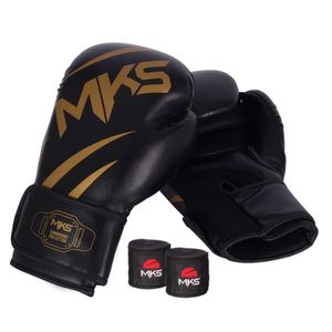 Kit Luva Mks Champions V3 Preto/dourada Bandagem 2,55m 12 Oz