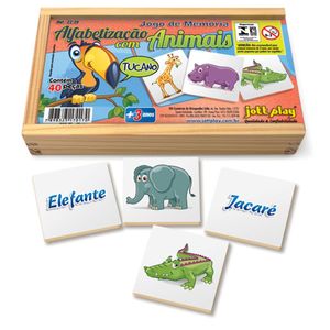 Brinquedo Jogo De Memória Com Animais 40 Peças Jottplay