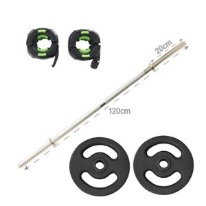 Kit de Musculação Barra 120cm Anilhas e Presilhas Preto