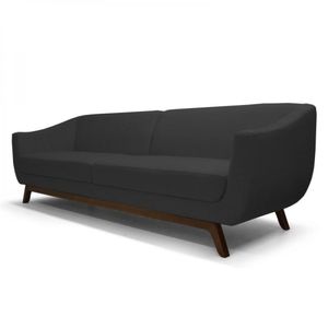 Sofá Atenas 3 Lugares 210cm Corino Preto