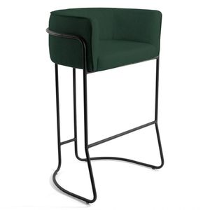 Banqueta Decorativa Base Aço Preto Verde Musgo